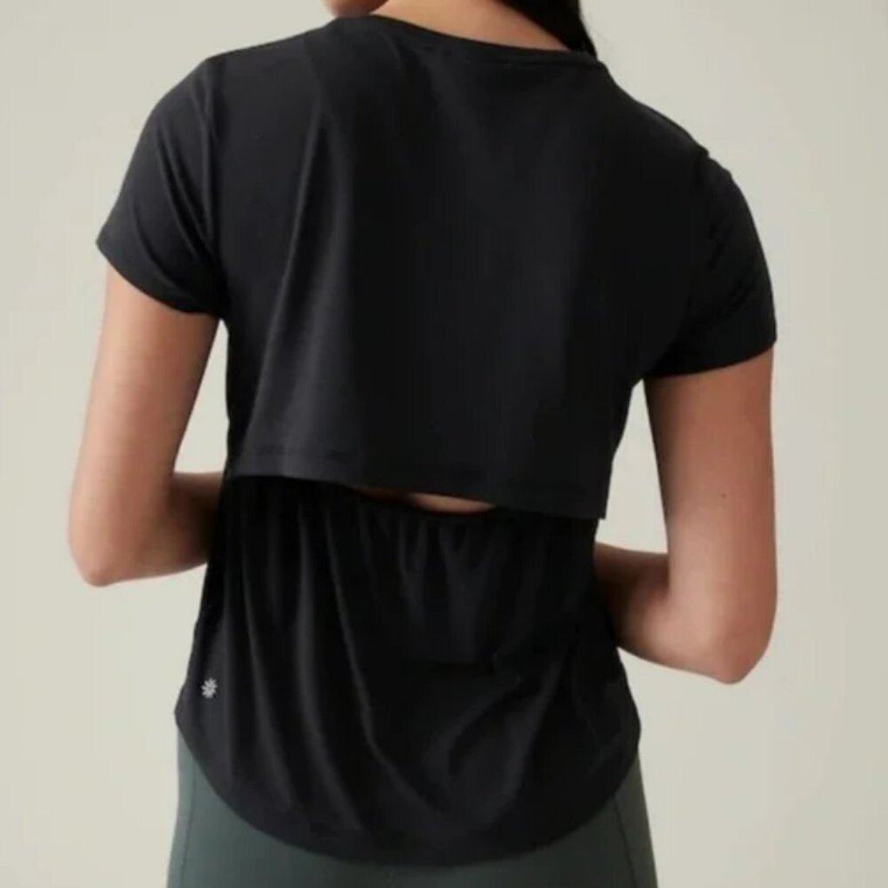 Athleta Air Out Cinch Tee L Black
